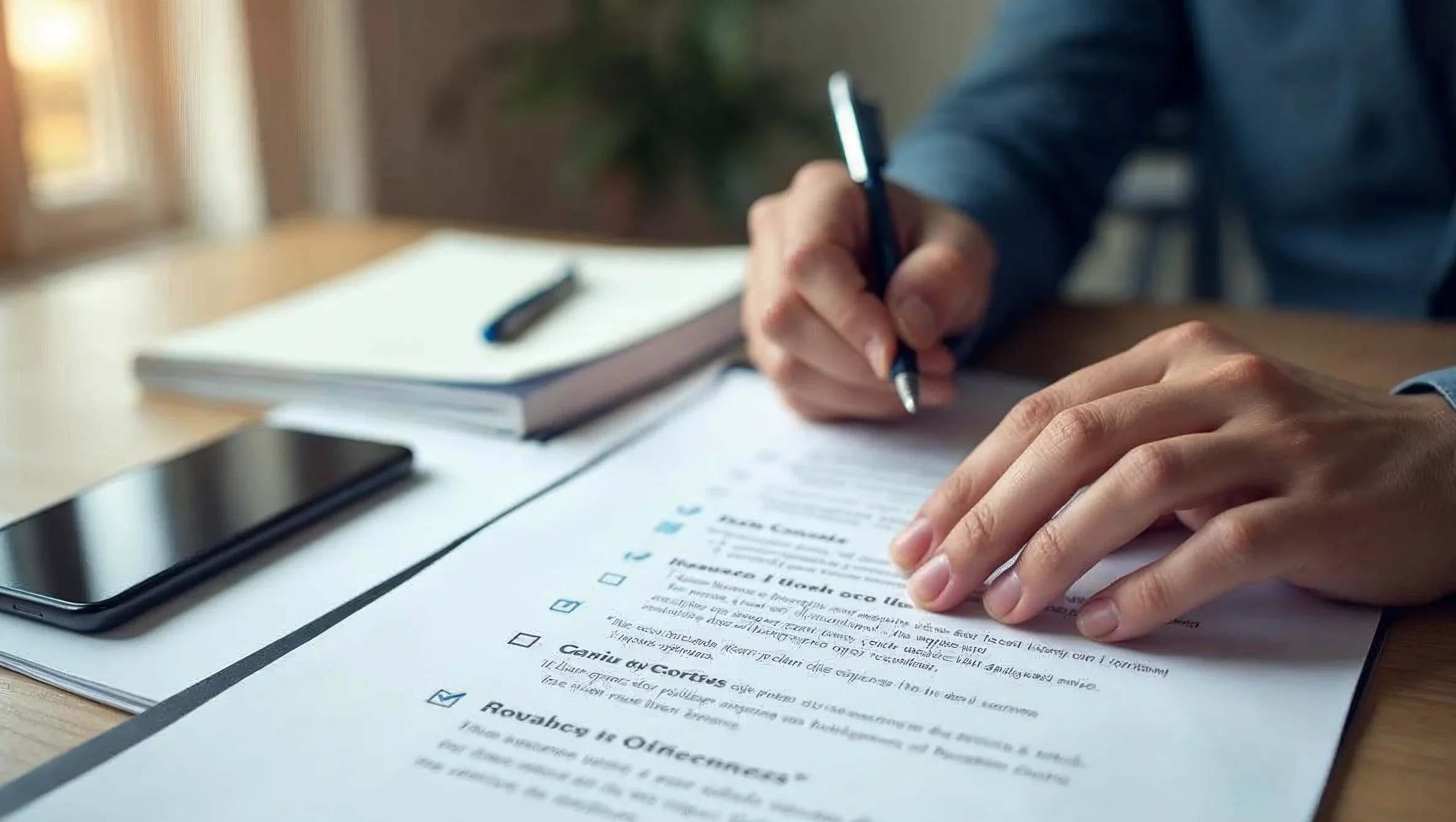 Vérification finale d'une candidature en alternance avec checklist et documents prêts à l'envoi.