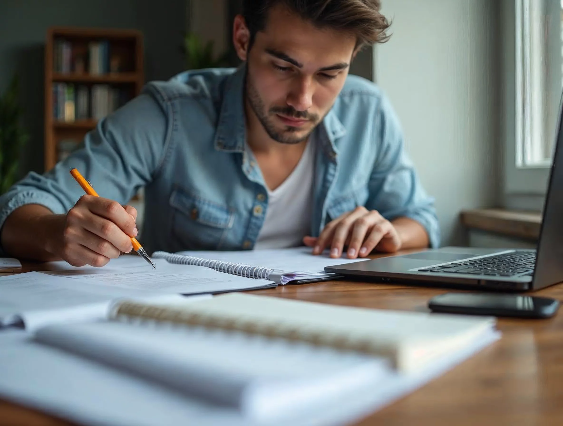 Candidat organisant son dossier et son calendrier de recherche d’entreprise pour une alternance